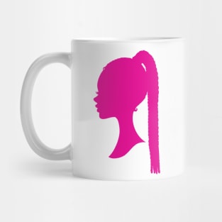 Hot pink Black Barbie with braids silhouette Mug